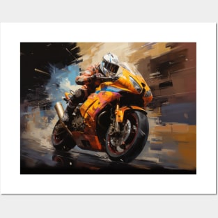 Moto Race Action Sport Painting Abstract Art Decor Posters and Art